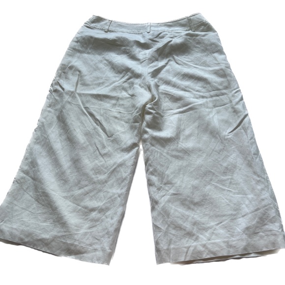 Coldwater Creek Cropped Pants Sz 12 Linen Blend Ivory Wide Leg Lined - Picture 3 of 7